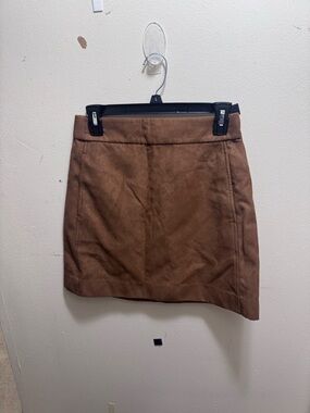 NWT J. Crew Brown Faux Suede-Effect Mini Skirt size 2